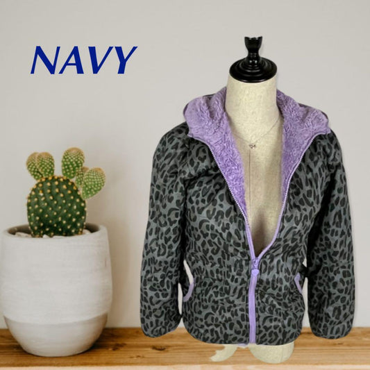 Navy キッズ用　中綿パーカーブルゾン サイズ150 ウシ柄裏側パープル