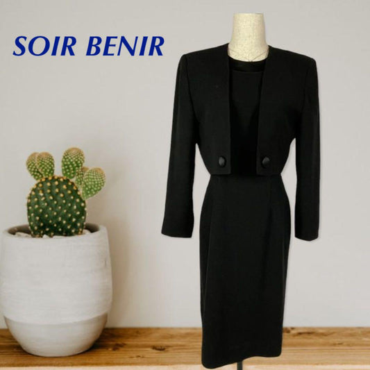 【美品】SOIR BENIR フォーマルワンピーススーツ黒サイズ9AR日本製