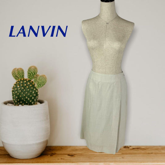 LANVIN ひざ丈スカート　クリーム色　サイズ36 日本製　ウール100%